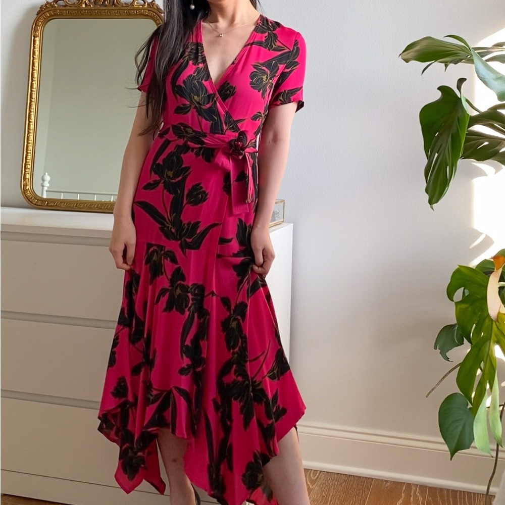 A.L.C. Cora Floral-Print Silk Midi Wrap Dress Size 0